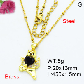 Fashion Brass Necklace  F3N403511aajl-L002
