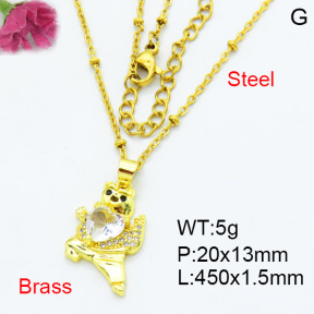 Fashion Brass Necklace  F3N403514aajl-L002
