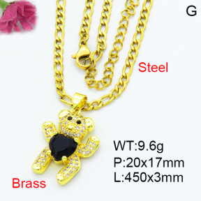 Fashion Brass Necklace  F3N403516baka-L002