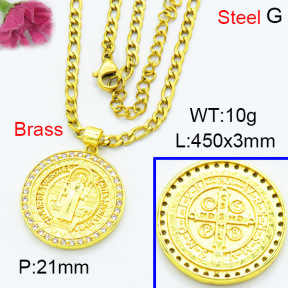 Fashion Brass Necklace  F3N403520aajl-L002