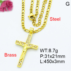 Fashion Brass Necklace  F3N403521baka-L002