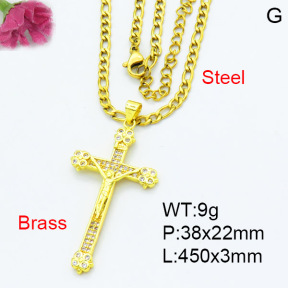 Fashion Brass Necklace  F3N403522baka-L002