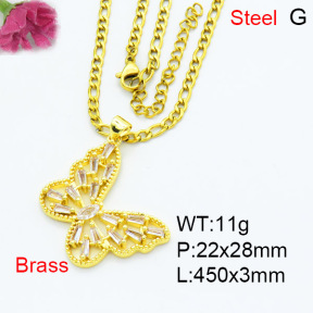 Fashion Brass Necklace  F3N403524ablb-L002