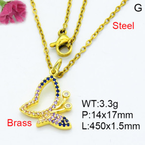 Fashion Brass Necklace  F3N403526aajl-L002