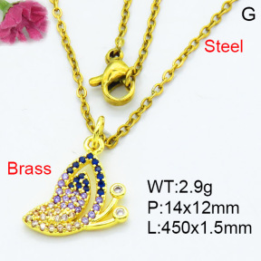 Fashion Brass Necklace  F3N403527aajl-L002