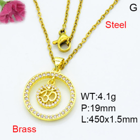 Jusnova  Fashion Brass Necklace  F3N403532aakl-L002