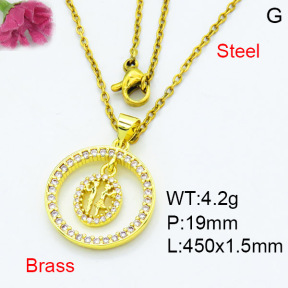 Jusnova  Fashion Brass Necklace  F3N403533aakl-L002