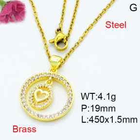 Fashion Brass Necklace  F3N403534aakl-L002