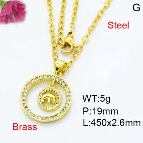 Jusnova  Fashion Brass Necklace  F3N403536aakl-L002