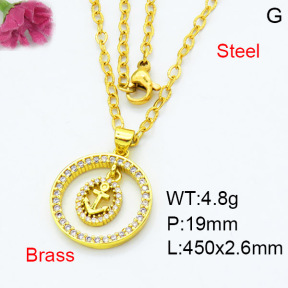 Jusnova  Fashion Brass Necklace  F3N403537aakl-L002