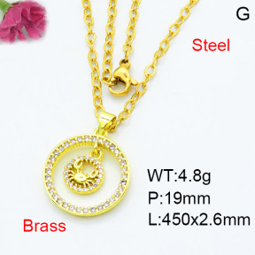 Jusnova  Fashion Brass Necklace  F3N403538aakl-L002