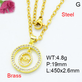 Fashion Brass Necklace  F3N403541aakl-L002