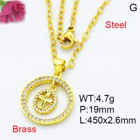 Fashion Brass Necklace  F3N403543aakl-L002