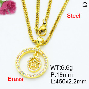 Jusnova  Fashion Brass Necklace  F3N403545aakl-L002