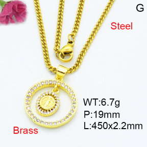 Jusnova  Fashion Brass Necklace  F3N403546aakl-L002