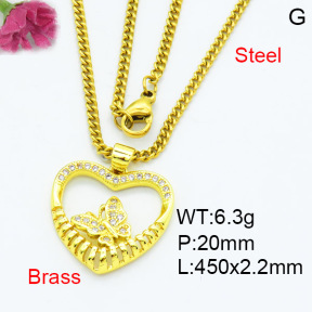 Fashion Brass Necklace  F3N403547aajl-L002