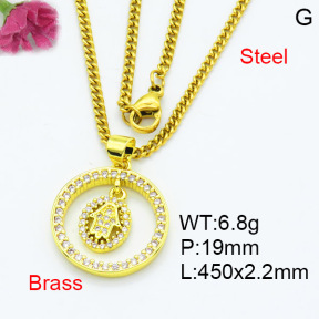Jusnova  Fashion Brass Necklace  F3N403548aakl-L002