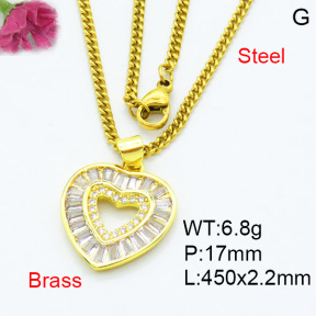 Fashion Brass Necklace  F3N403551aakl-L002