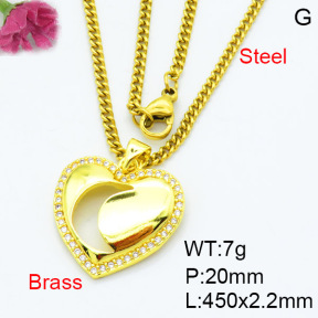 Fashion Brass Necklace  F3N403553baka-L002