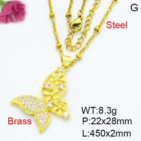 Fashion Brass Necklace  F3N403555aakl-L002