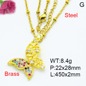 Fashion Brass Necklace  F3N403556ablb-L002