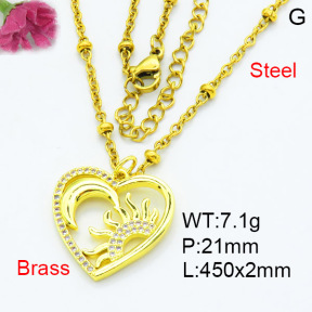 Jusnova  Fashion Brass Necklace  F3N403557aajl-L002