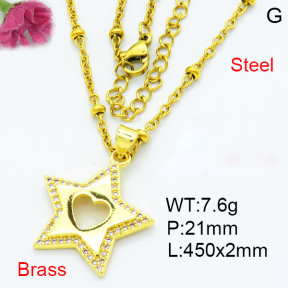 Fashion Brass Necklace  F3N403559baka-L002