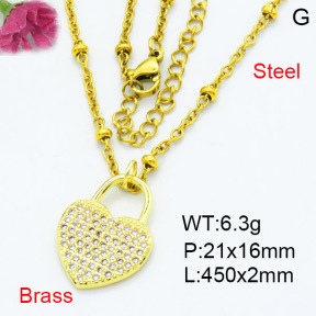 Fashion Brass Necklace  F3N403560aajl-L002