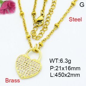Jusnova  Fashion Brass Necklace  F3N403560aajl-L002