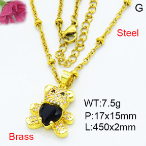 Fashion Brass Necklace  F3N403561aakl-L002