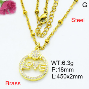 Fashion Brass Necklace  F3N403563aajl-L002