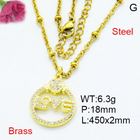 Jusnova  Fashion Brass Necklace  F3N403563aajl-L002