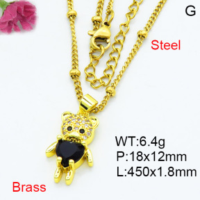 Fashion Brass Necklace  F3N403565aajl-L002