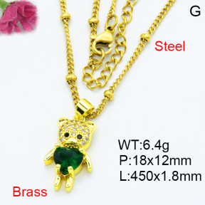 Fashion Brass Necklace  F3N403567aajl-L002