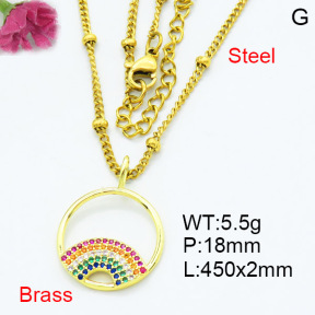 Fashion Brass Necklace  F3N403570aakl-L002