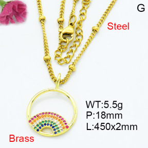 Jusnova  Fashion Brass Necklace  F3N403570aakl-L002