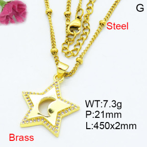 Fashion Brass Necklace  F3N403571baka-L002