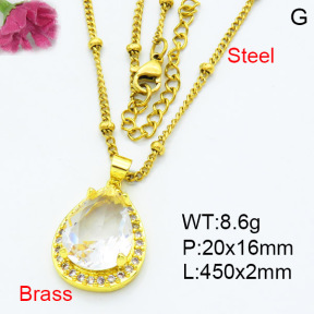 Fashion Brass Necklace  F3N403572baka-L002