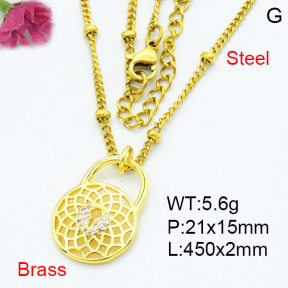 Fashion Brass Necklace  F3N403573avja-L002