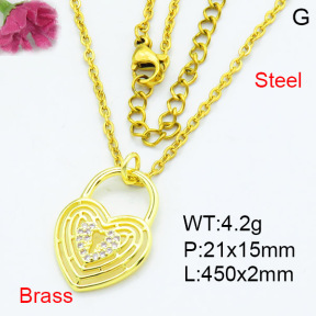 Fashion Brass Necklace  F3N403582avja-L002