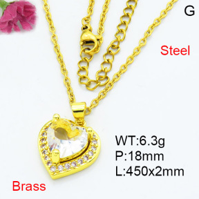 Fashion Brass Necklace  F3N403583baka-L002