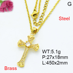 Fashion Brass Necklace  F3N403584aakl-L002