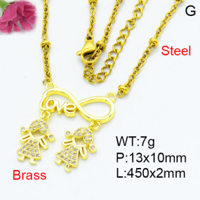 Jusnova  Fashion Brass Necklace  F3N403585ablb-L002