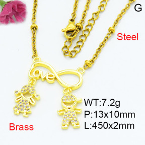 Jusnova  Fashion Brass Necklace  F3N403586ablb-L002
