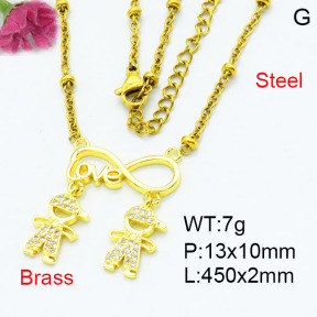 Jusnova  Fashion Brass Necklace  F3N403587ablb-L002