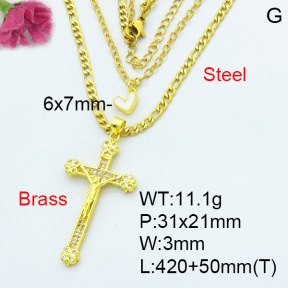 Fashion Brass Necklace  F3N403589vbll-L002