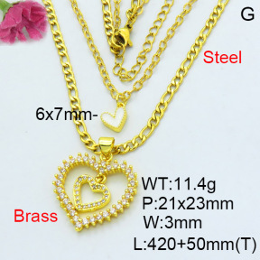 Fashion Brass Necklace  F3N403590vbmb-L002