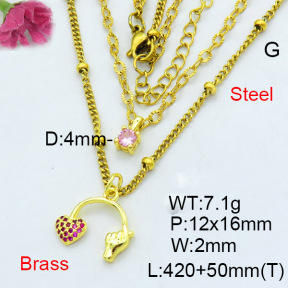 Fashion Brass Necklace  F3N403594aajo-L002