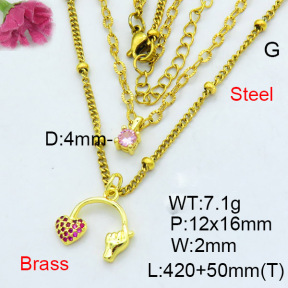 Jusnova  Fashion Brass Necklace  F3N403594aajo-L002