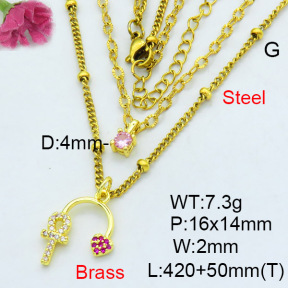 Fashion Brass Necklace  F3N403595aajo-L002